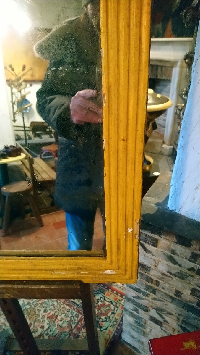 Yellow Painted Wood Directoire Mirror Late 18th Early 19th Century -photo-3