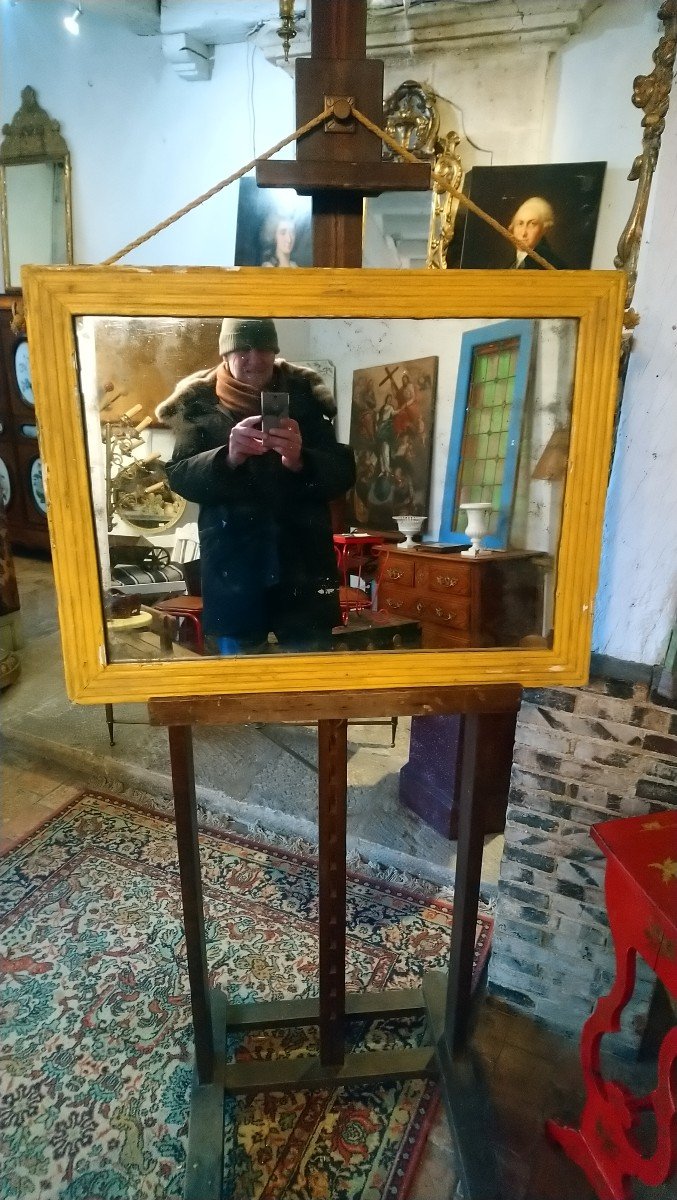 Yellow Painted Wood Directoire Mirror Late 18th Early 19th Century -photo-4