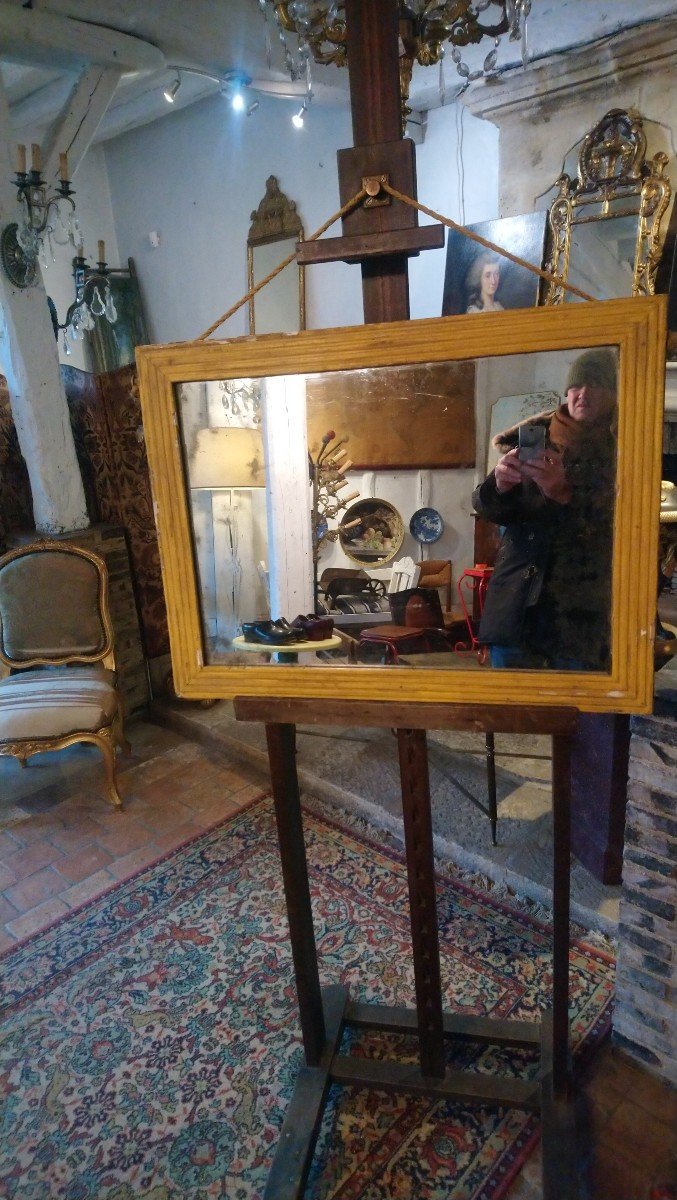 Yellow Painted Wood Directoire Mirror Late 18th Early 19th Century -photo-3