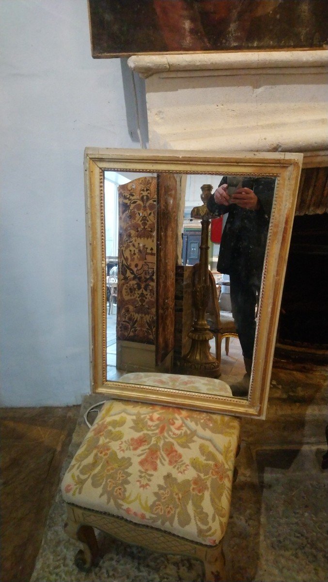 Miroir De Boiserie Lxvi Fin 18e Début 19e En Bois Doré -photo-4