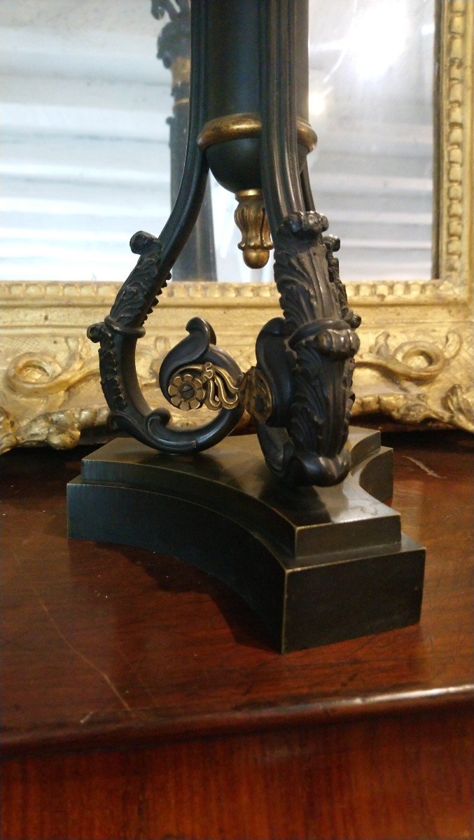 Pair Of 4-light Bronze Candelabra With 2 Patinas, 19th Century -photo-4