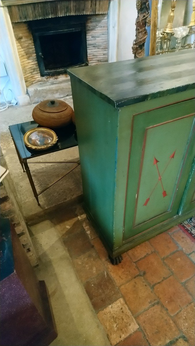 Painted Wooden Sideboard 2 Doors Early 19th Claw Feet -photo-2