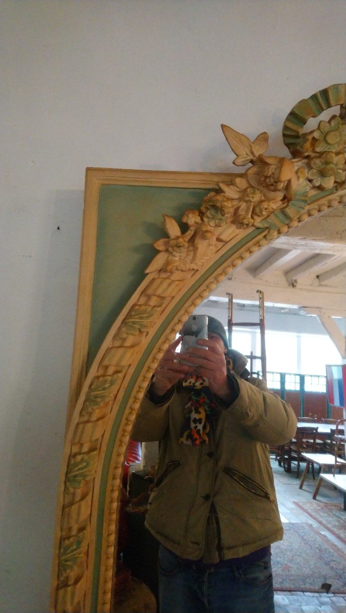 Fireplace Mirror In Wood And Relacquered Stucco Lxvi Style Early 19th Century -photo-3