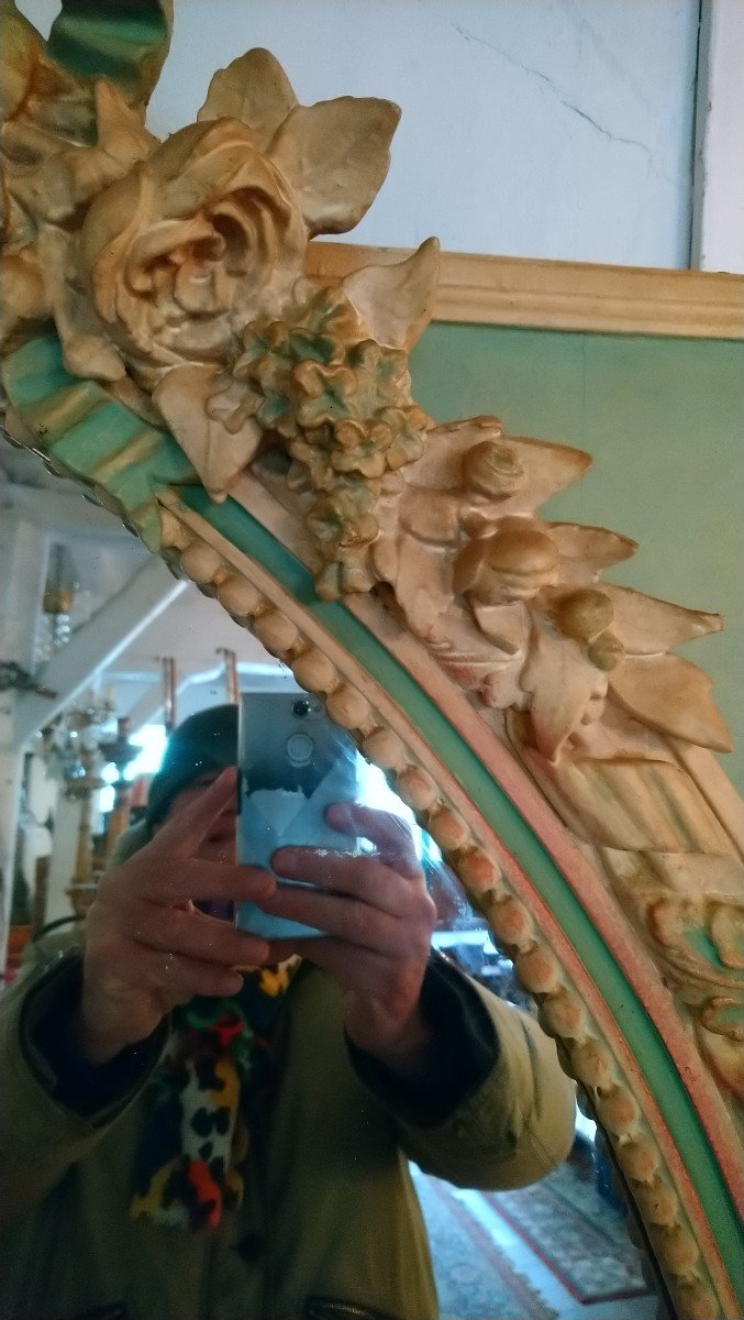 Fireplace Mirror In Wood And Relacquered Stucco Lxvi Style Early 19th Century -photo-1