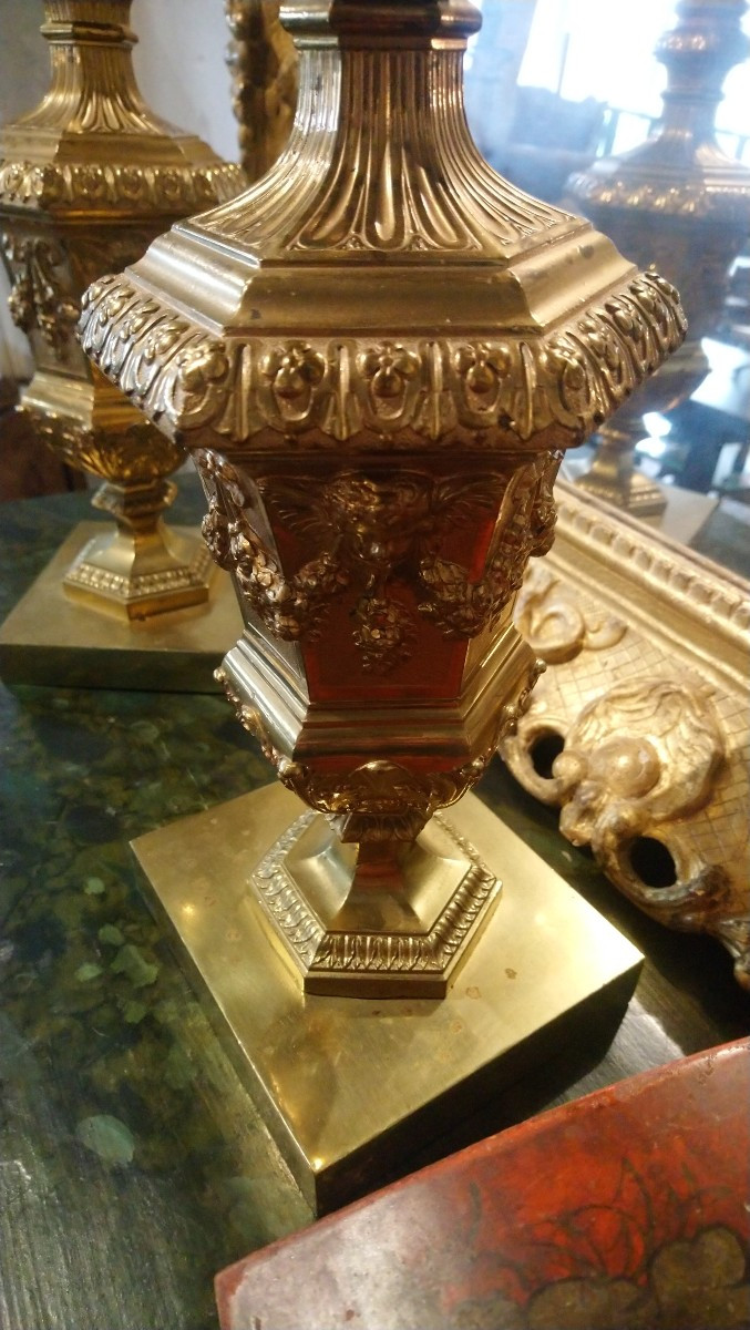 Pair Of Late 19th Century Gilt Bronze Candlesticks -photo-4