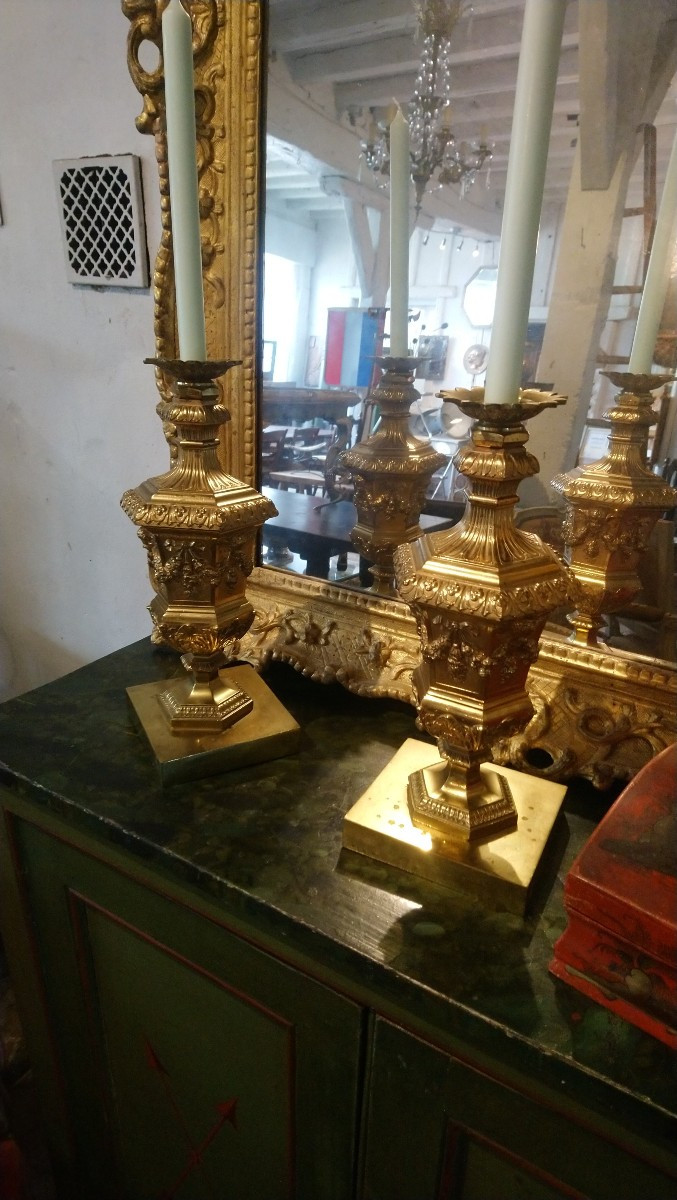 Pair Of Late 19th Century Gilt Bronze Candlesticks 