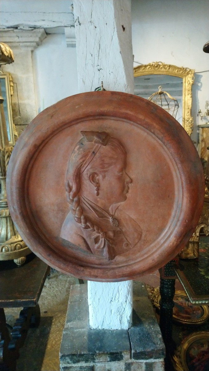 Terracotta Medallion, Late 19th Century, Signed Jb Mouren -photo-2