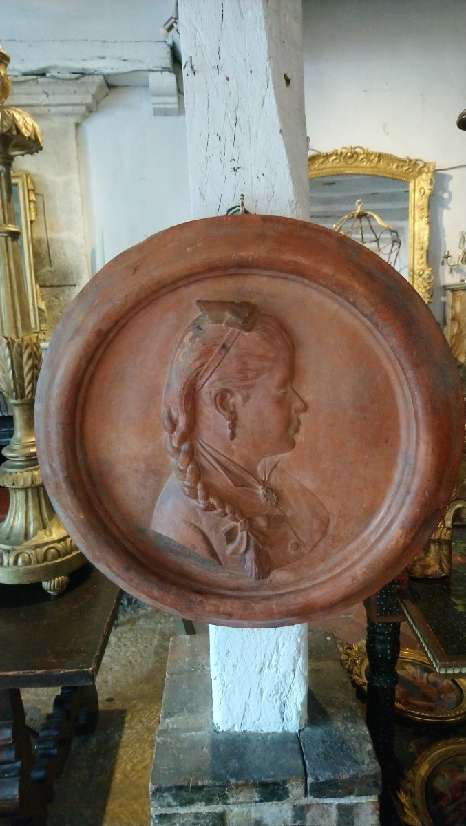 Terracotta Medallion, Late 19th Century, Signed Jb Mouren -photo-7