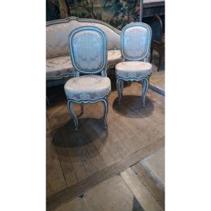 Pair Of 18th Century Painted Wooden Chairs From Northern Italy 