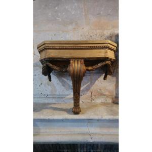 18th Century Gilded Wood Wall Console 