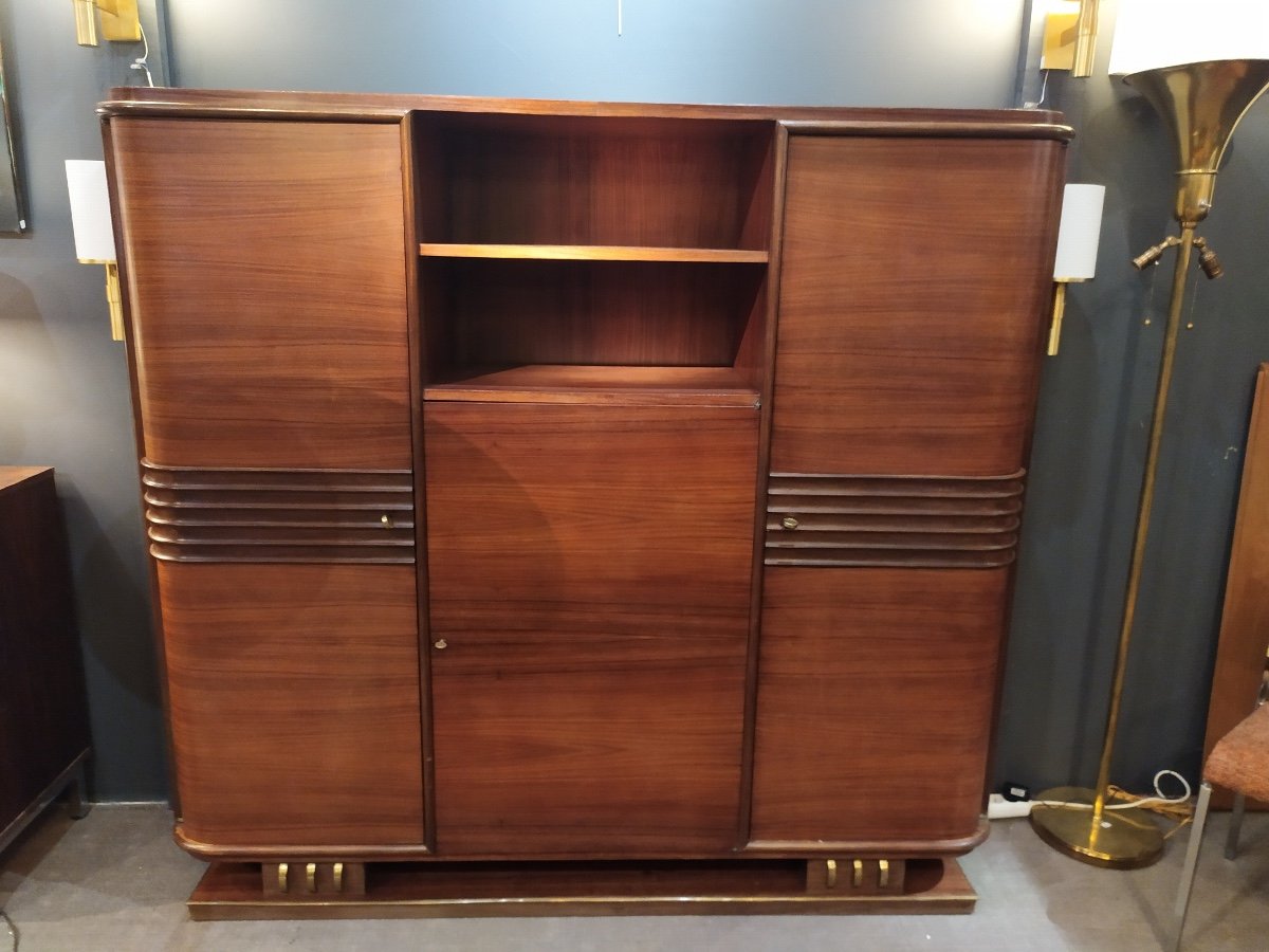 Ensemble De Bureau Art Deco , Comprenant : Bureau, Armoire De Bureau , Lampadaire Et Fauteuil .-photo-4