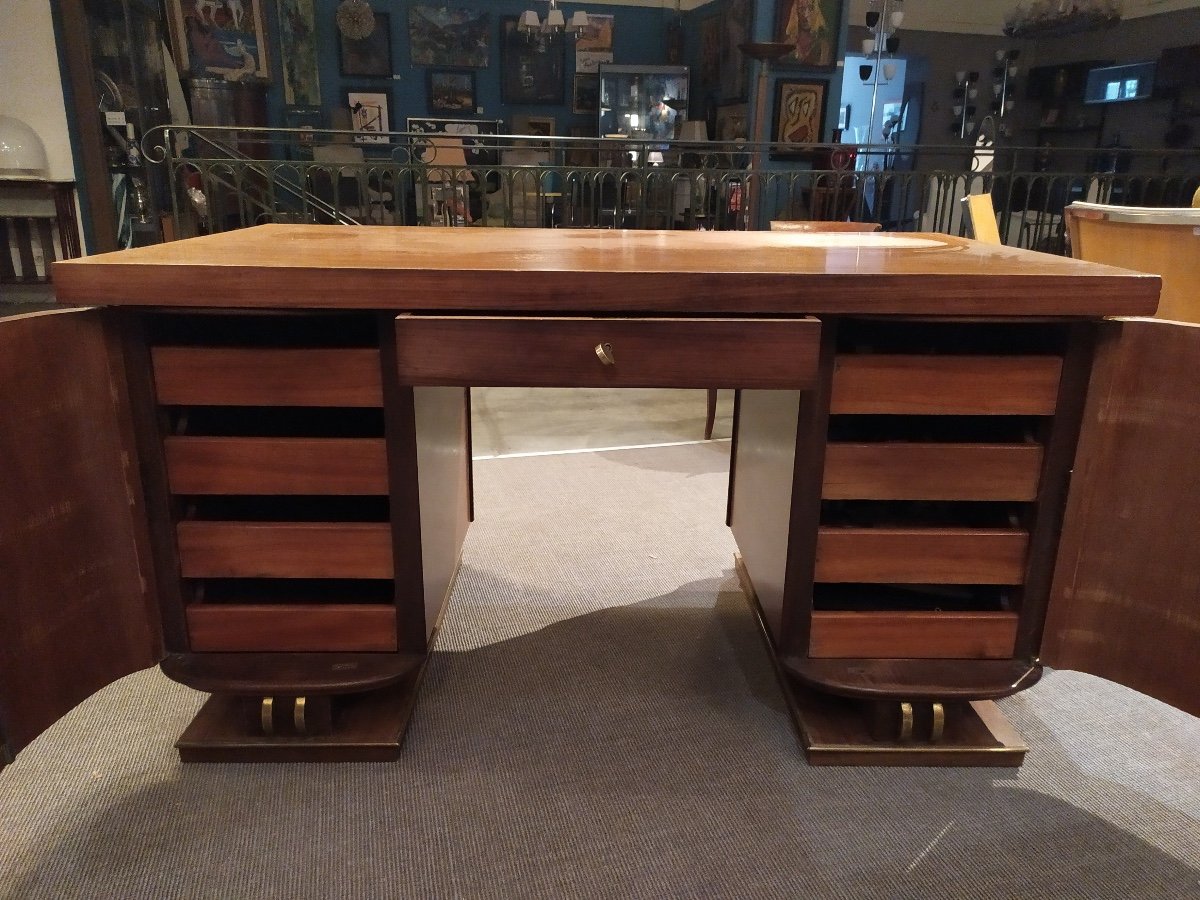 Ensemble De Bureau Art Deco , Comprenant : Bureau, Armoire De Bureau , Lampadaire Et Fauteuil .-photo-3