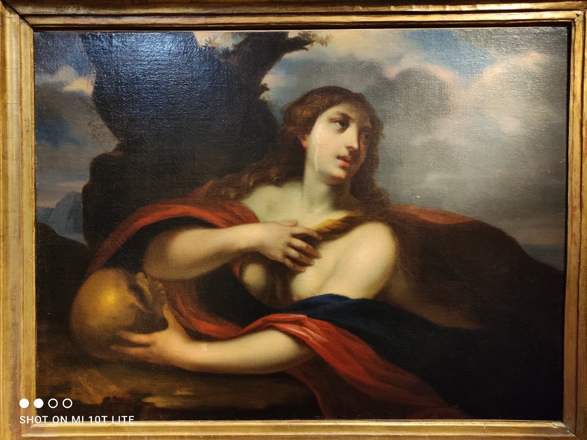 Mary Magdalene Repentante, Oil On Canvas Italian School Late 17th Century.-photo-3