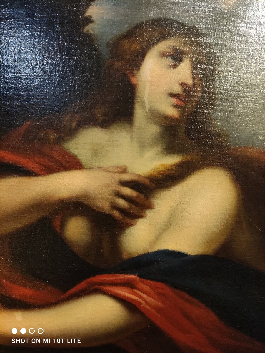 Mary Magdalene Repentante, Oil On Canvas Italian School Late 17th Century.-photo-2