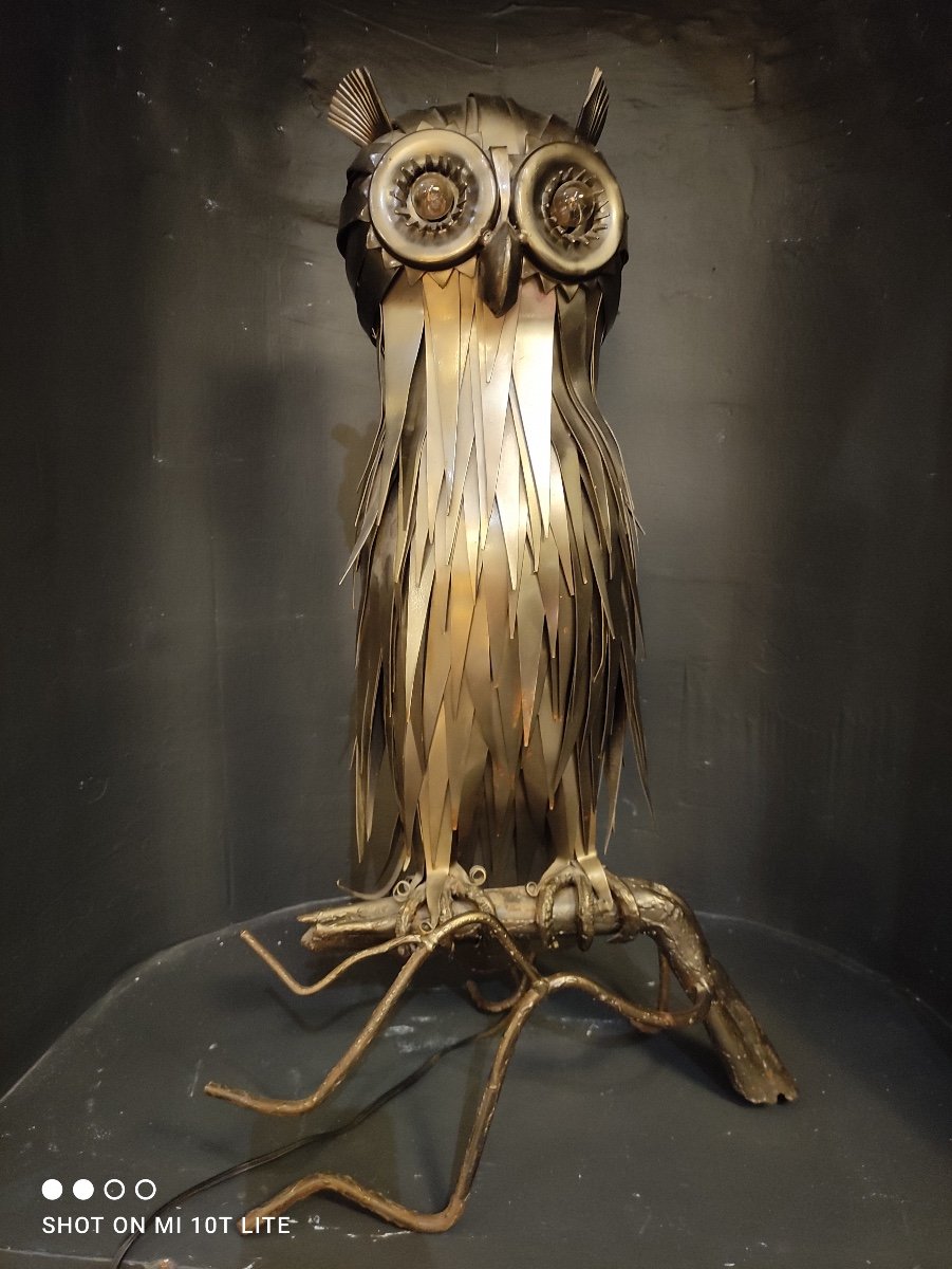 Owl . Metal Sculpture By Michel Jarry.-photo-2