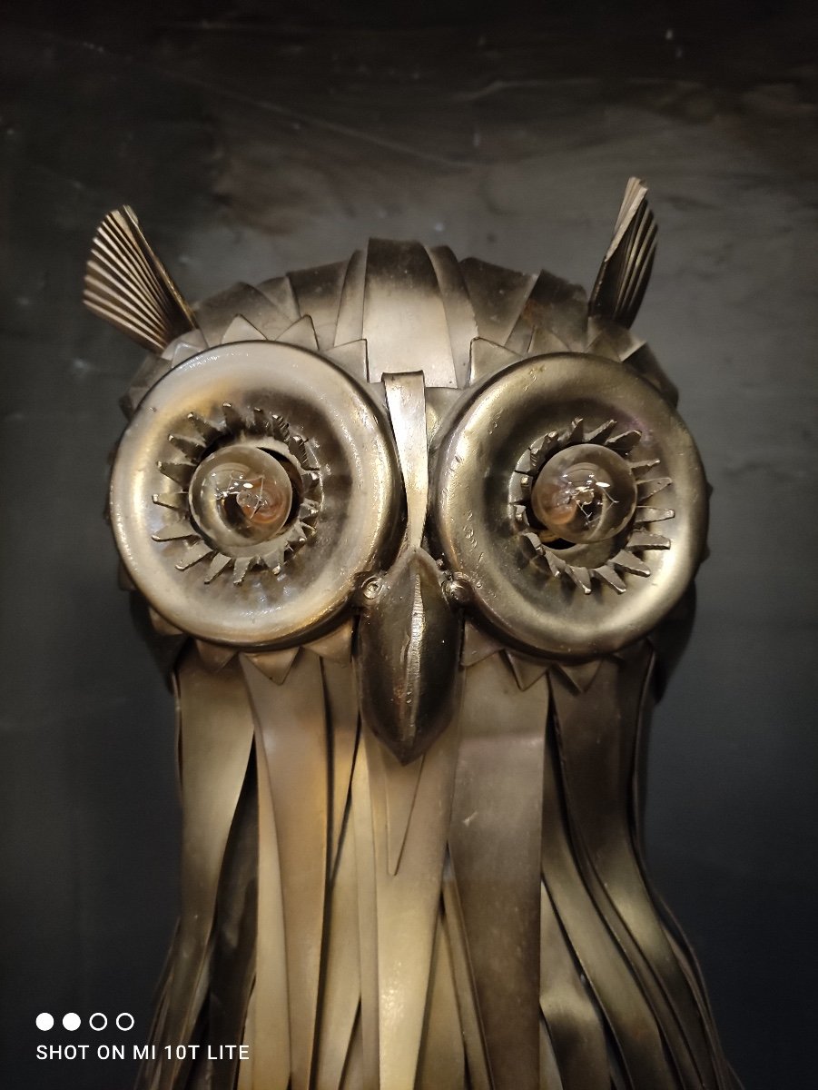 Owl . Metal Sculpture By Michel Jarry.-photo-3