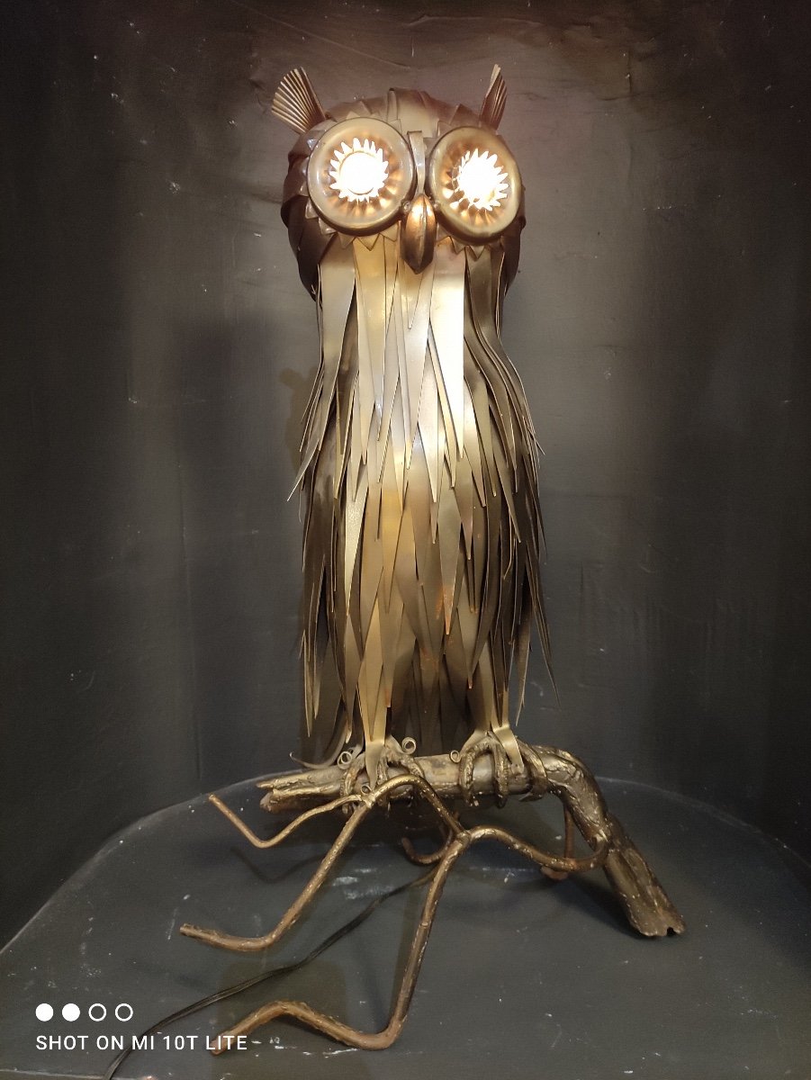 Owl . Metal Sculpture By Michel Jarry.