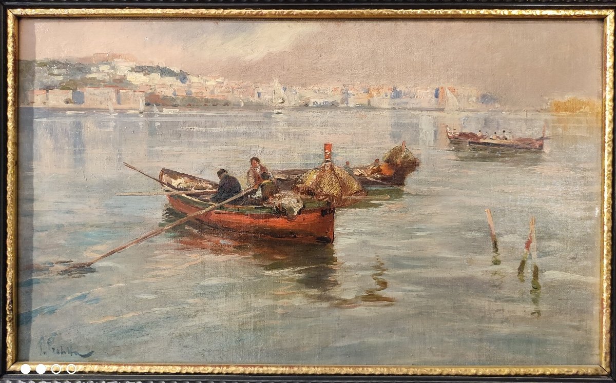 The Bay Of Naples, Oil On Canvas, Attilio Pratella-photo-2