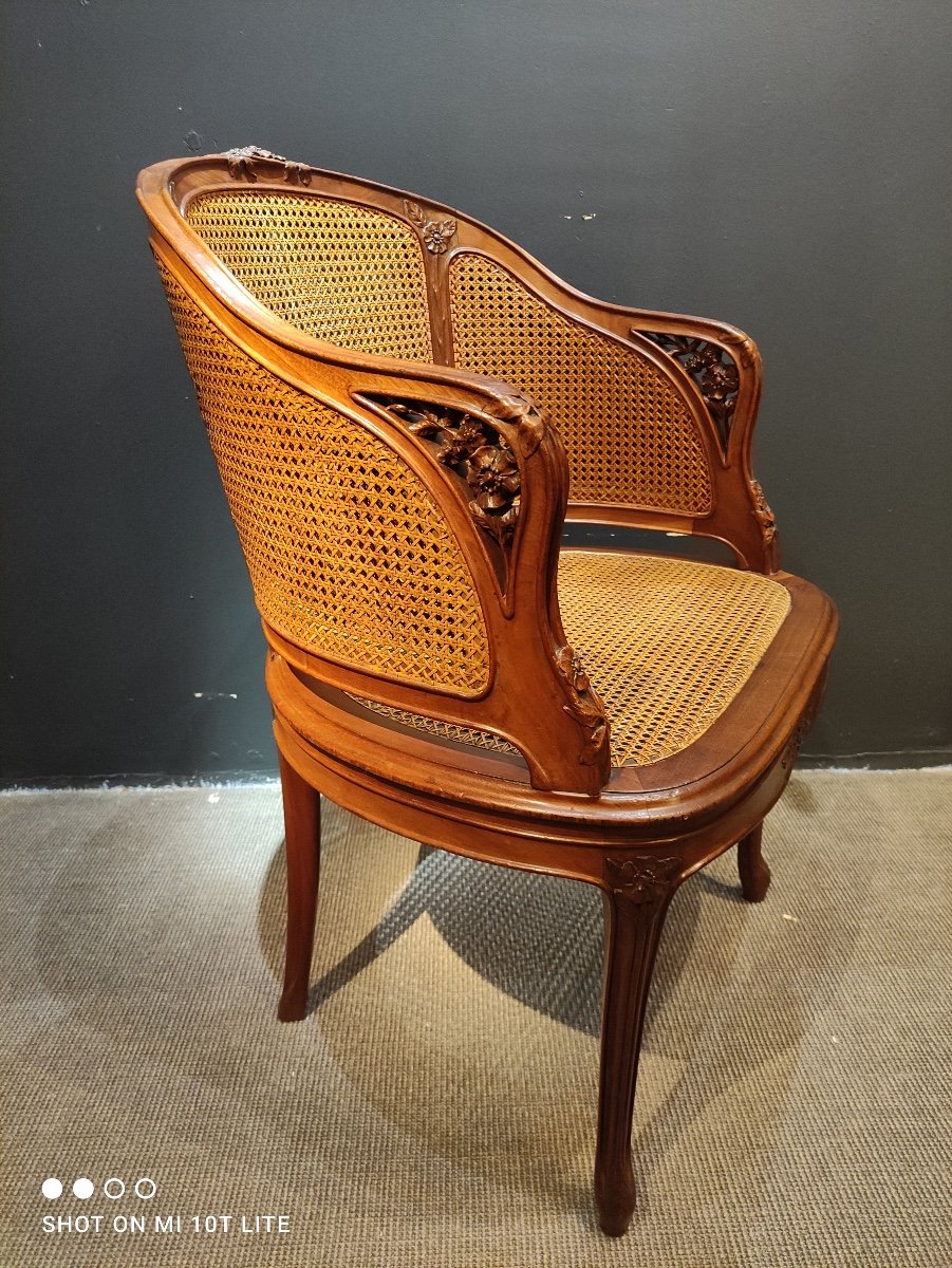 Art Nouveau Style Caned Office Chair -photo-3