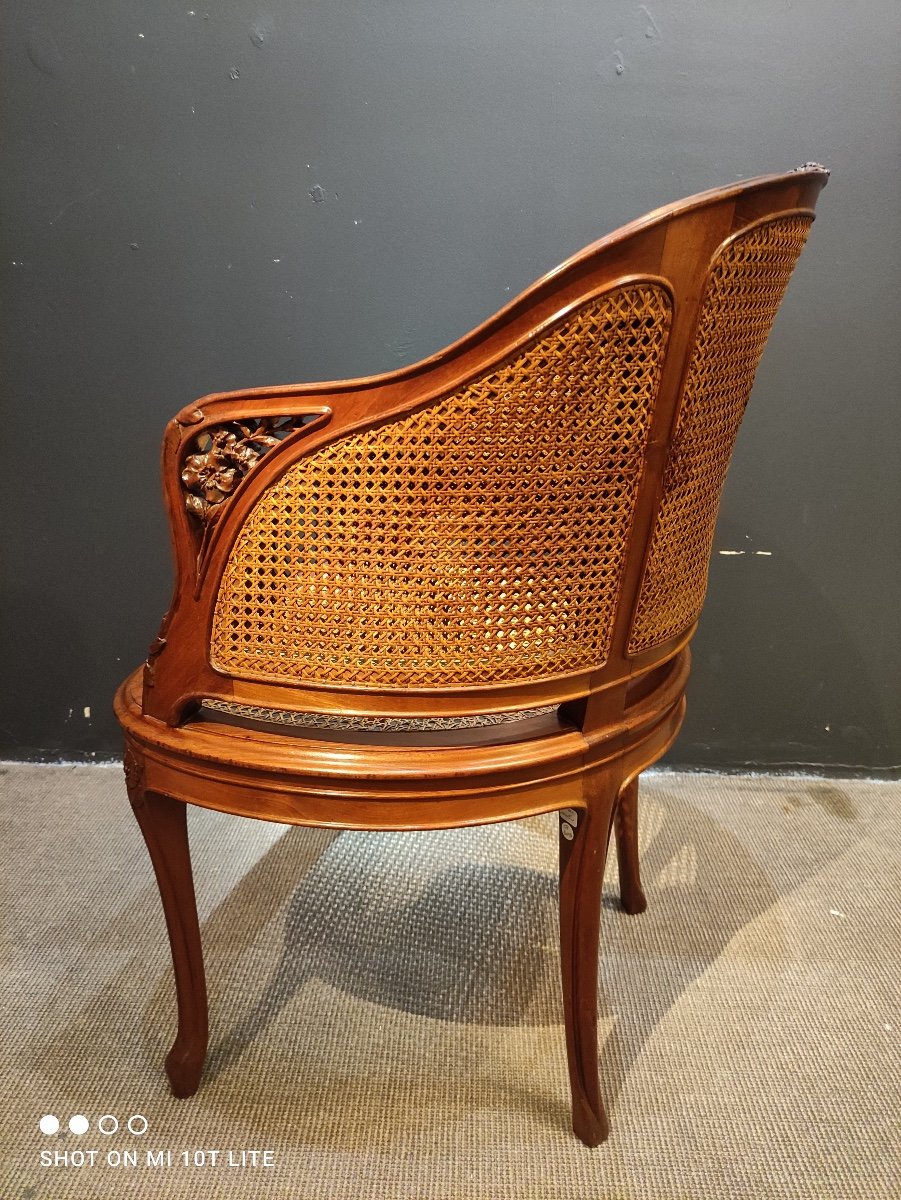 Art Nouveau Style Caned Office Chair -photo-4