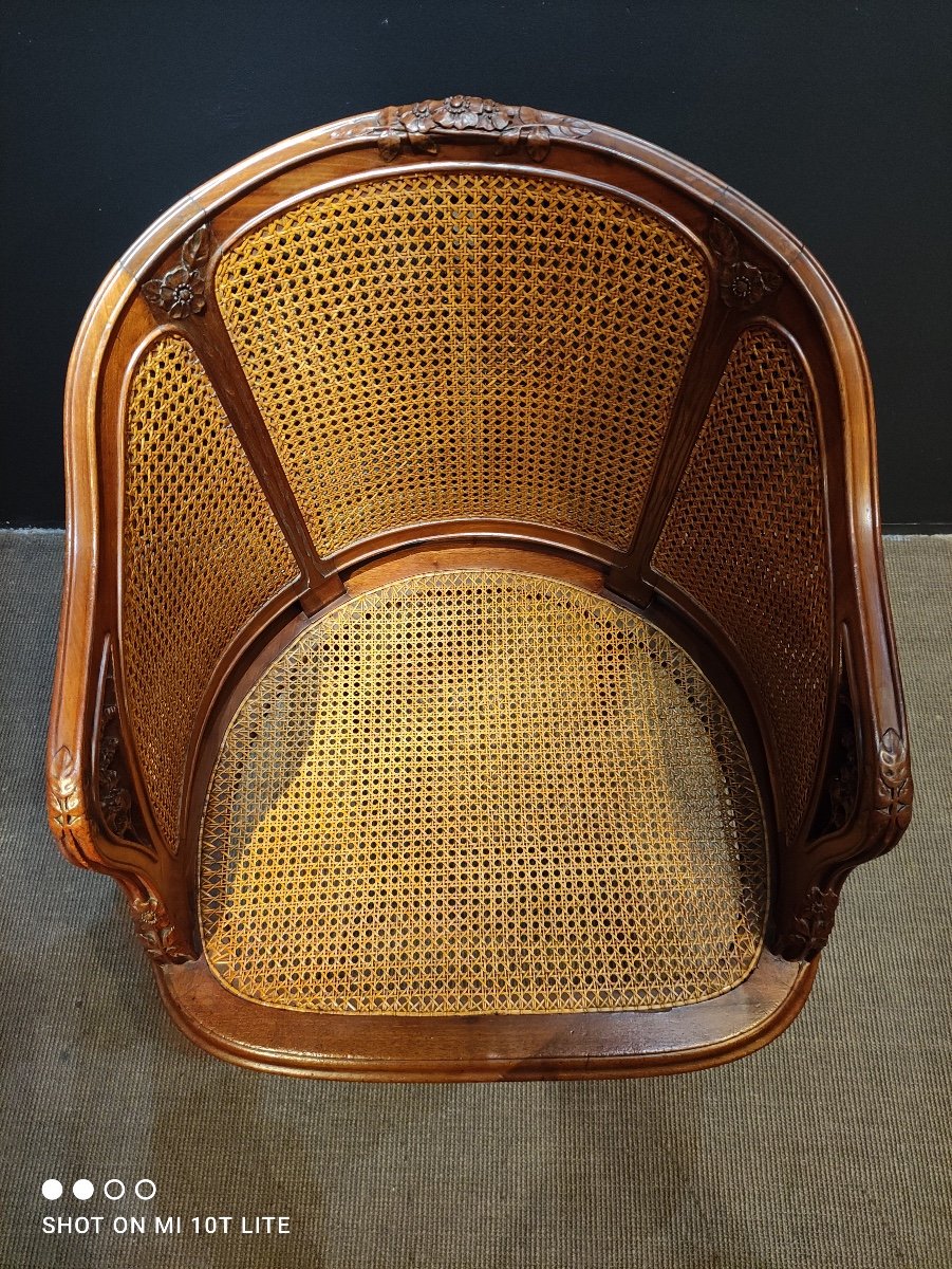 Art Nouveau Style Caned Office Chair -photo-3