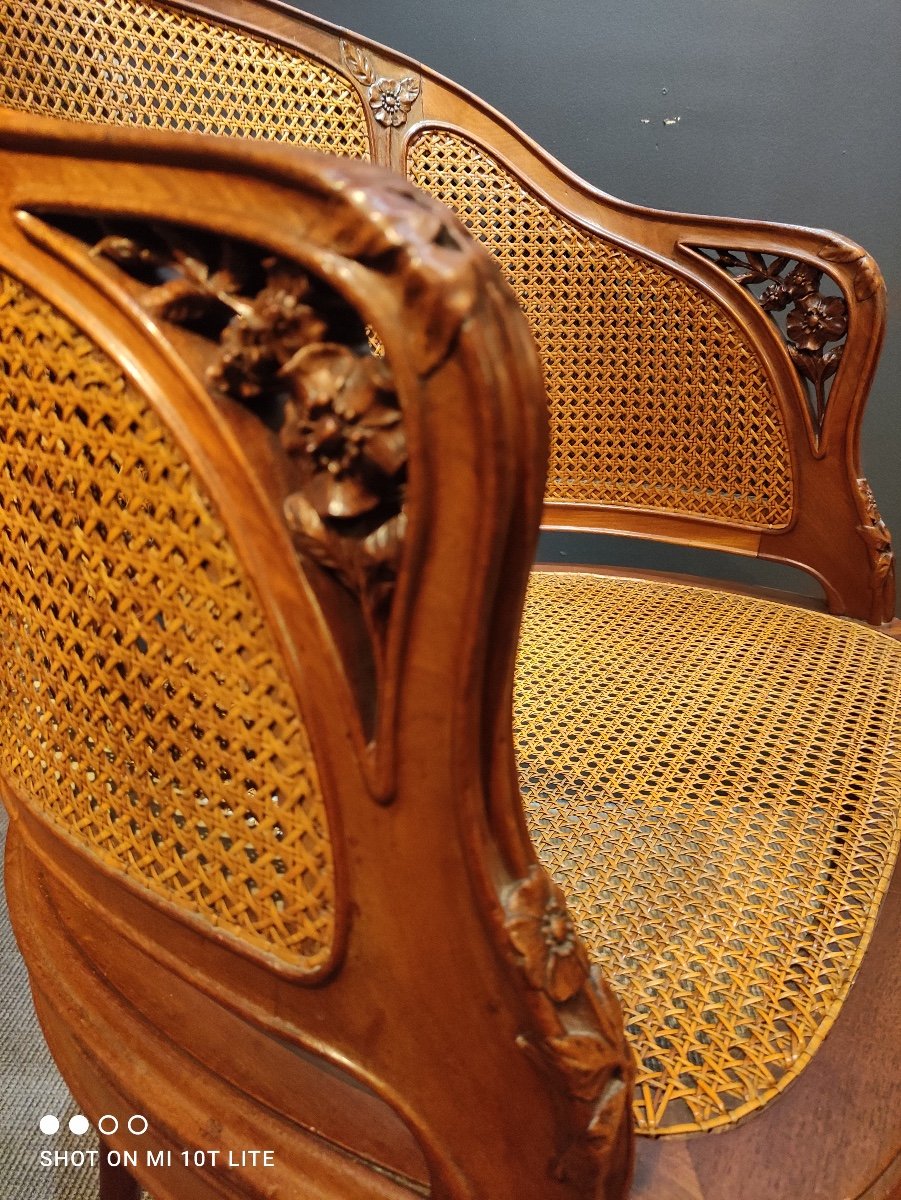 Art Nouveau Style Caned Office Chair -photo-5