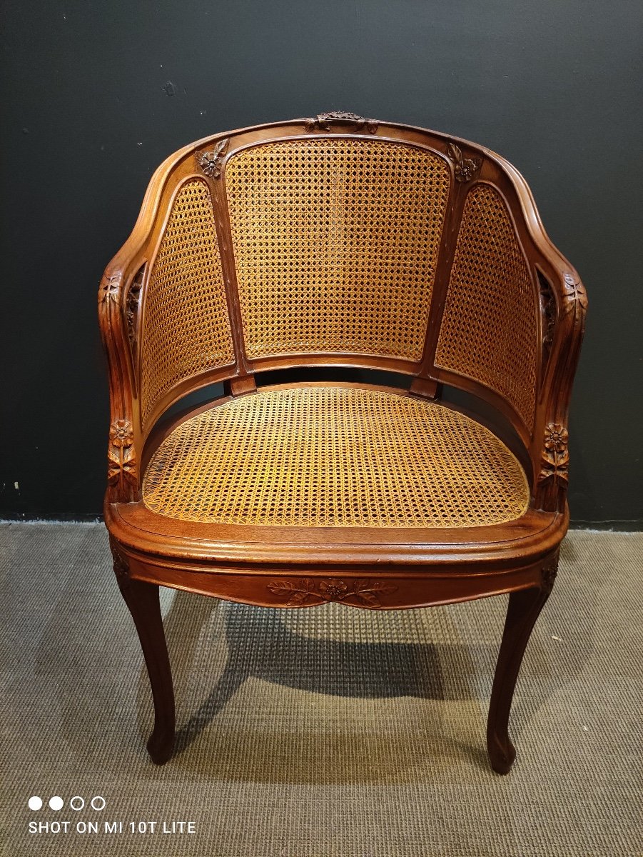 Art Nouveau Style Caned Office Chair 