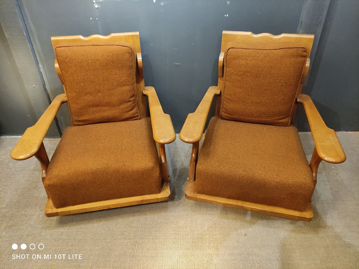 Pair Of Armchairs And Sofa, Guillerme Et Chambron