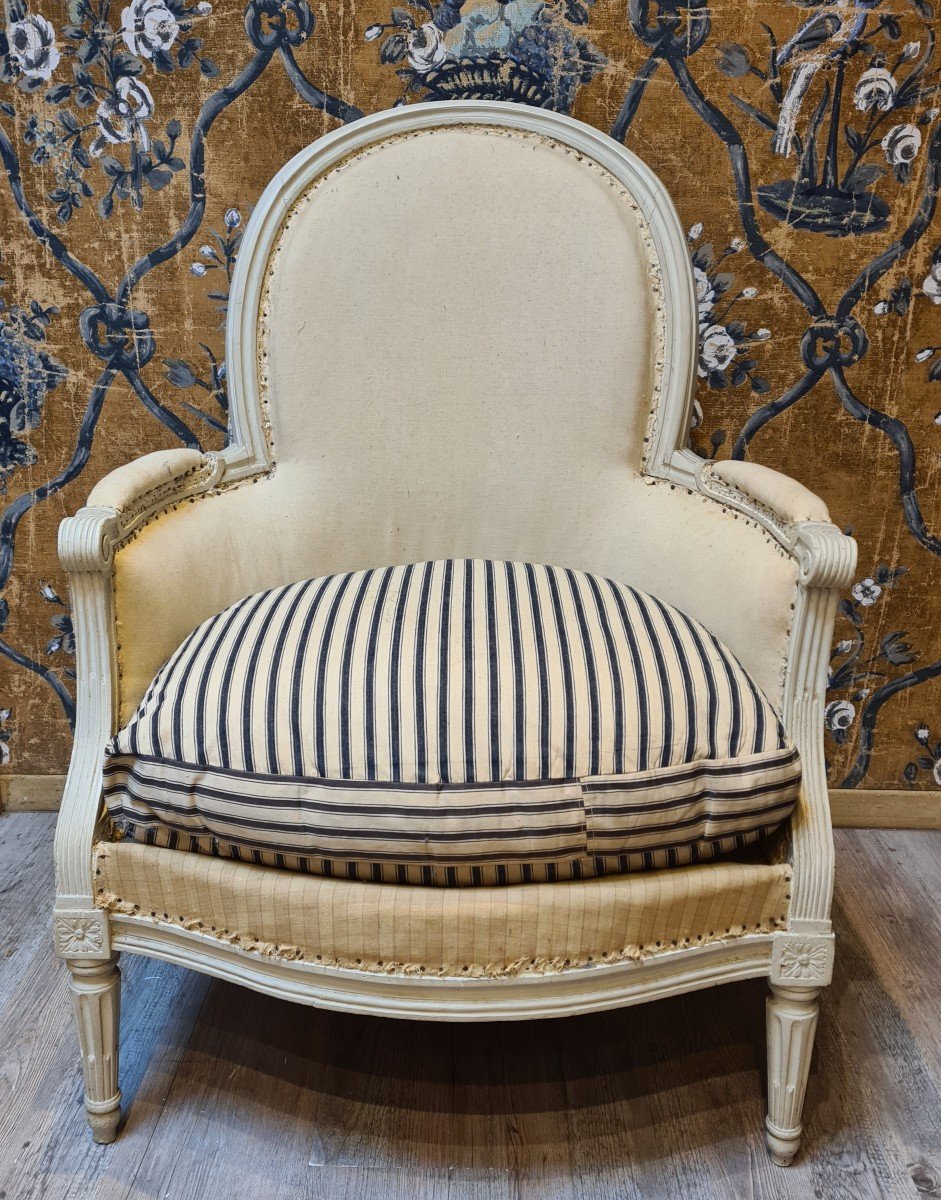 Bergère d'époque Louis XVI estampillée de Antoine Gailliard-photo-2