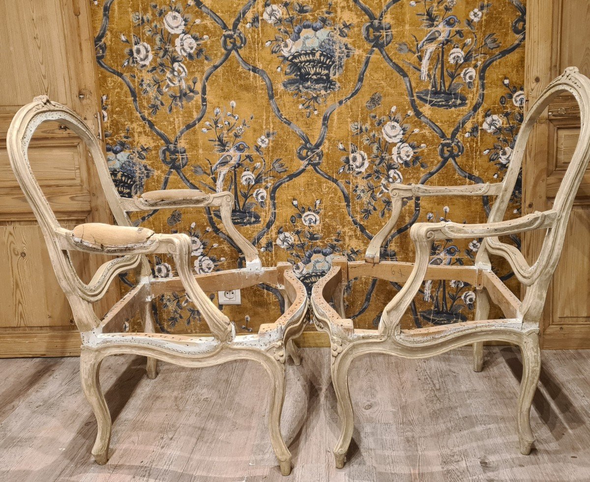 Fauteuils à la reine d'époque Louis XV -photo-2