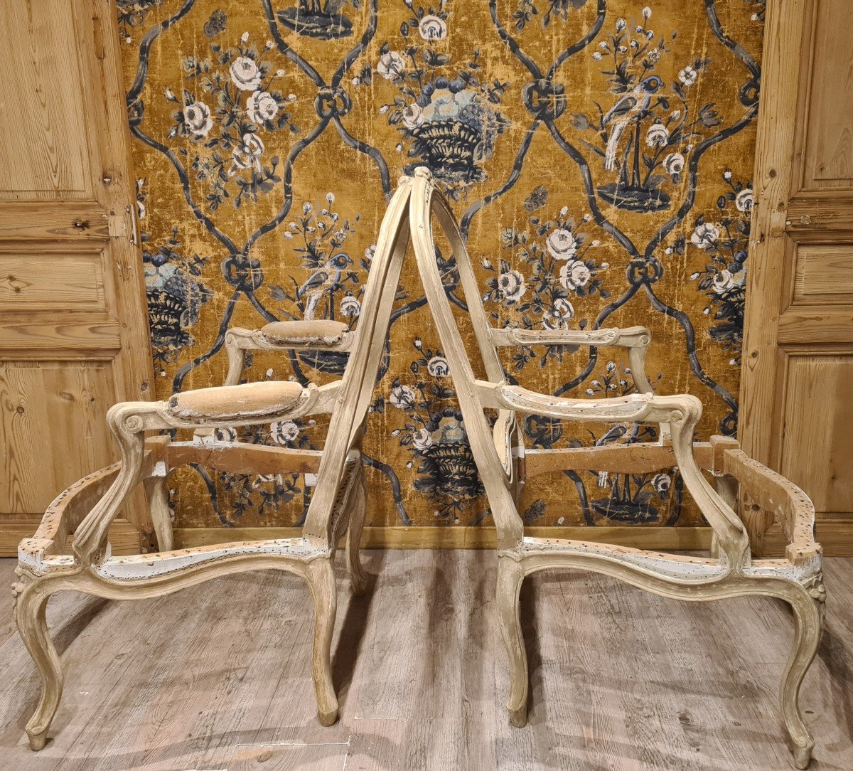 Fauteuils à la reine d'époque Louis XV -photo-3