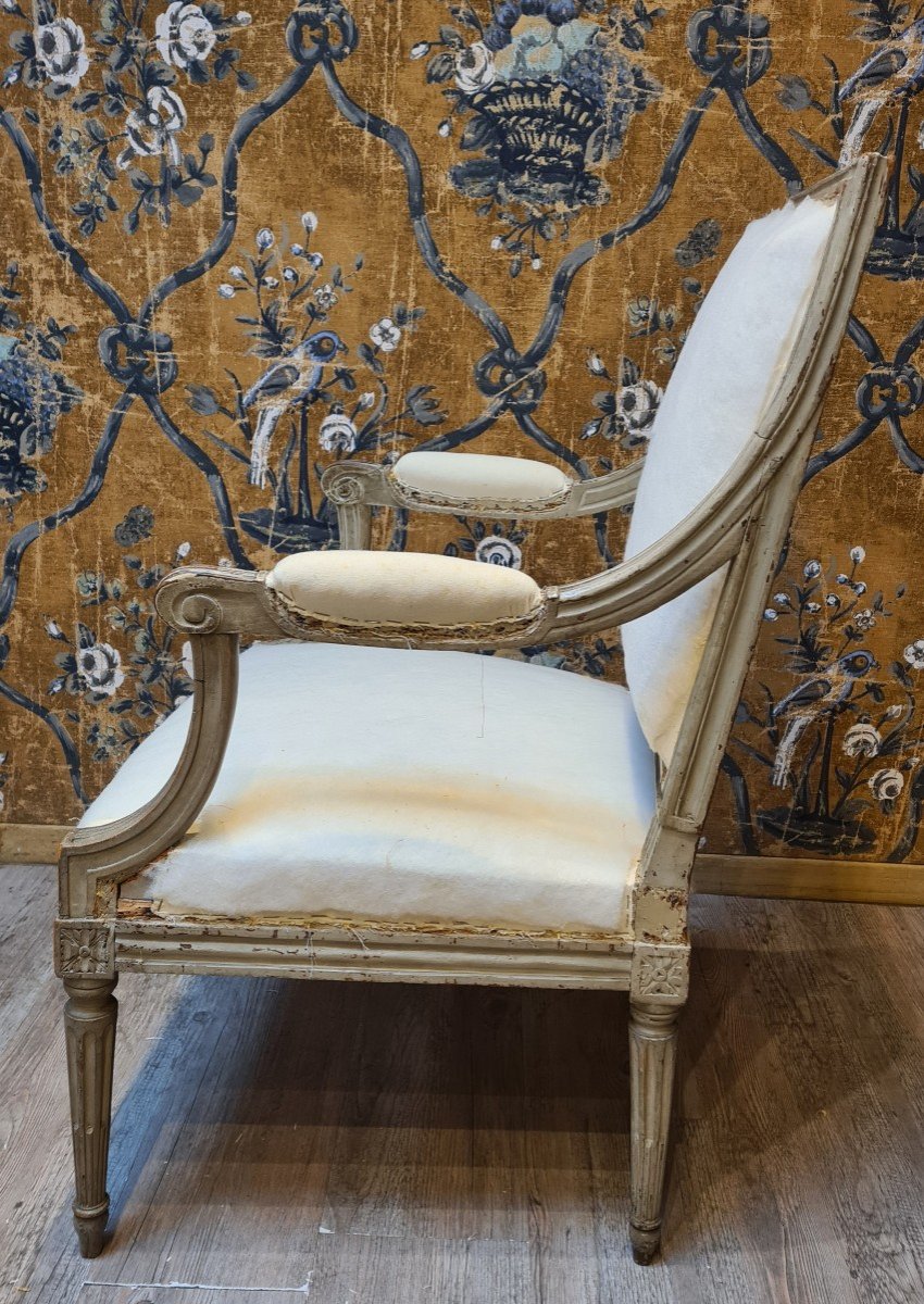 Fauteuil d'époque Louis XVI estampillé de Mariette -photo-3