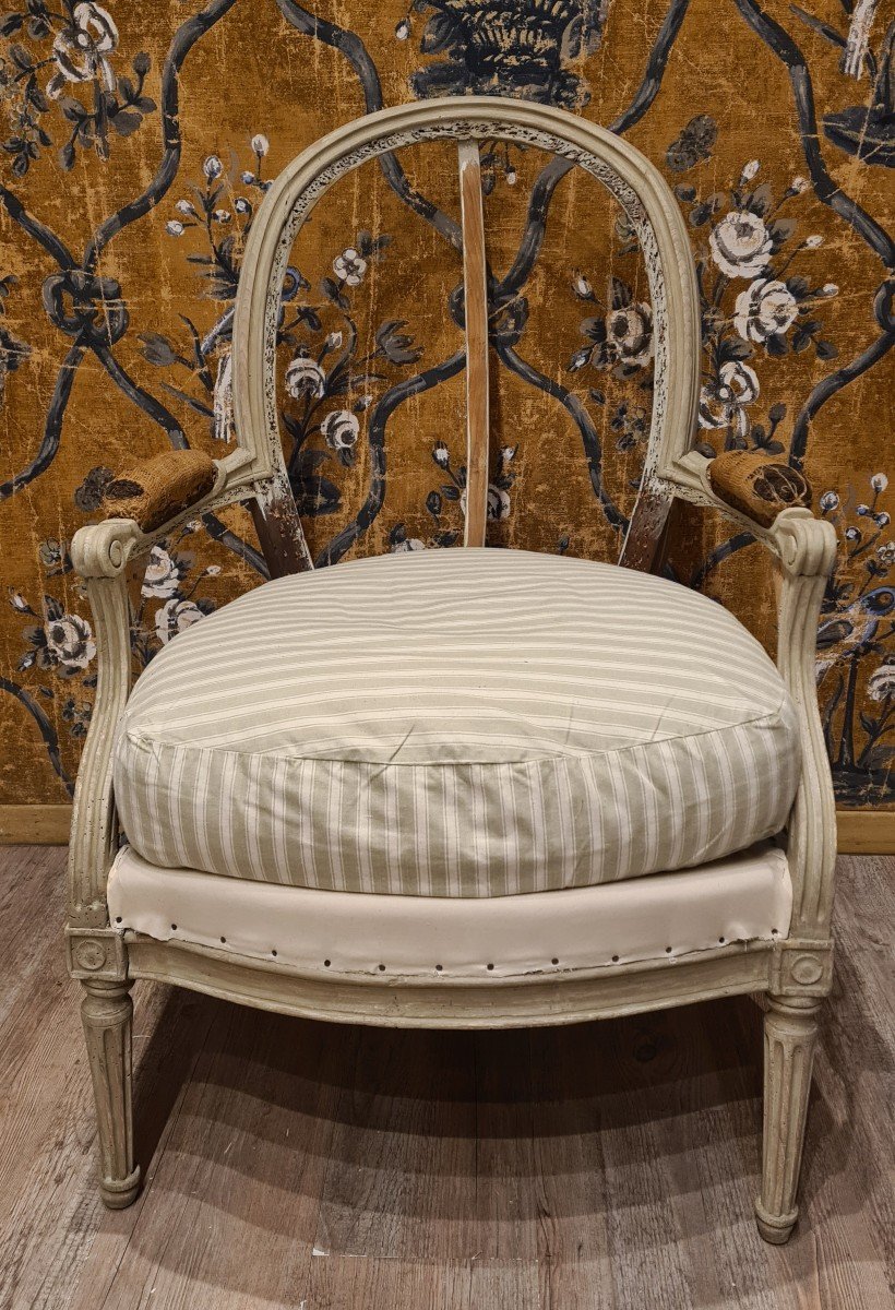 Bergère d'époque Louis XVI estampillée de Langlois -photo-2