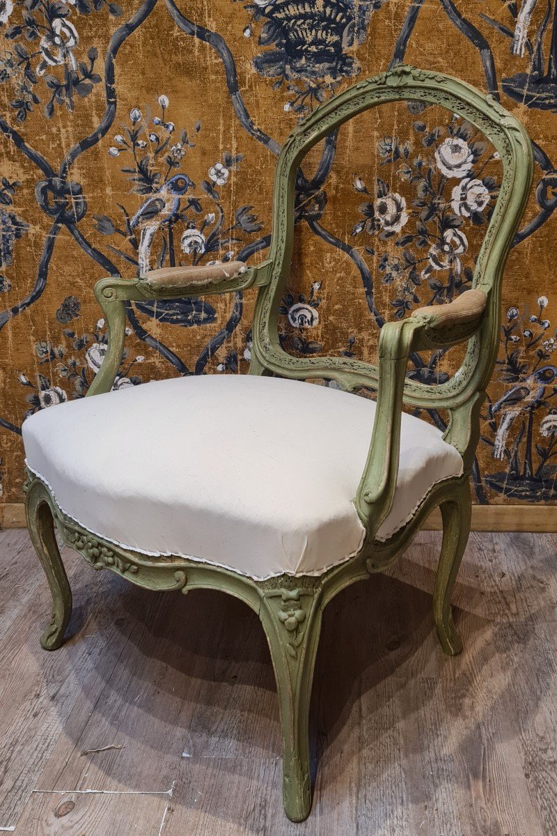 Pair Of Louis XV Period Armchairs Stamped By Chenevat-photo-2