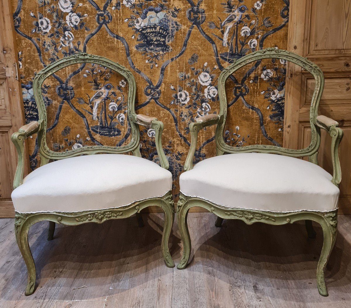 Pair Of Louis XV Period Armchairs Stamped By Chenevat