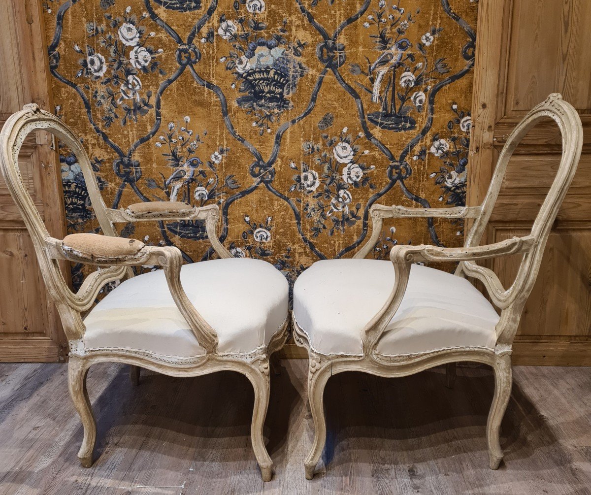 Fauteuils à la reine d'époque Louis XV -photo-2