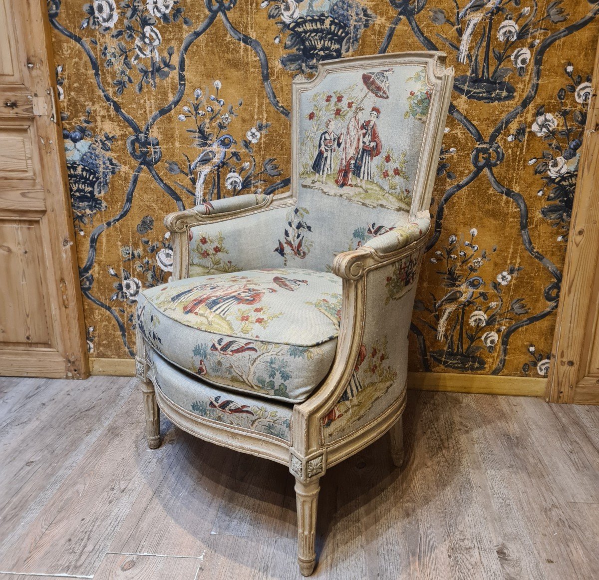 Bergère d'époque Louis XVI estampillée de Jean Avisse -photo-2