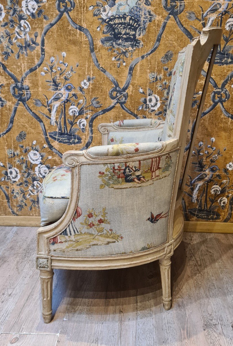 Bergère d'époque Louis XVI estampillée de Jean Avisse -photo-3