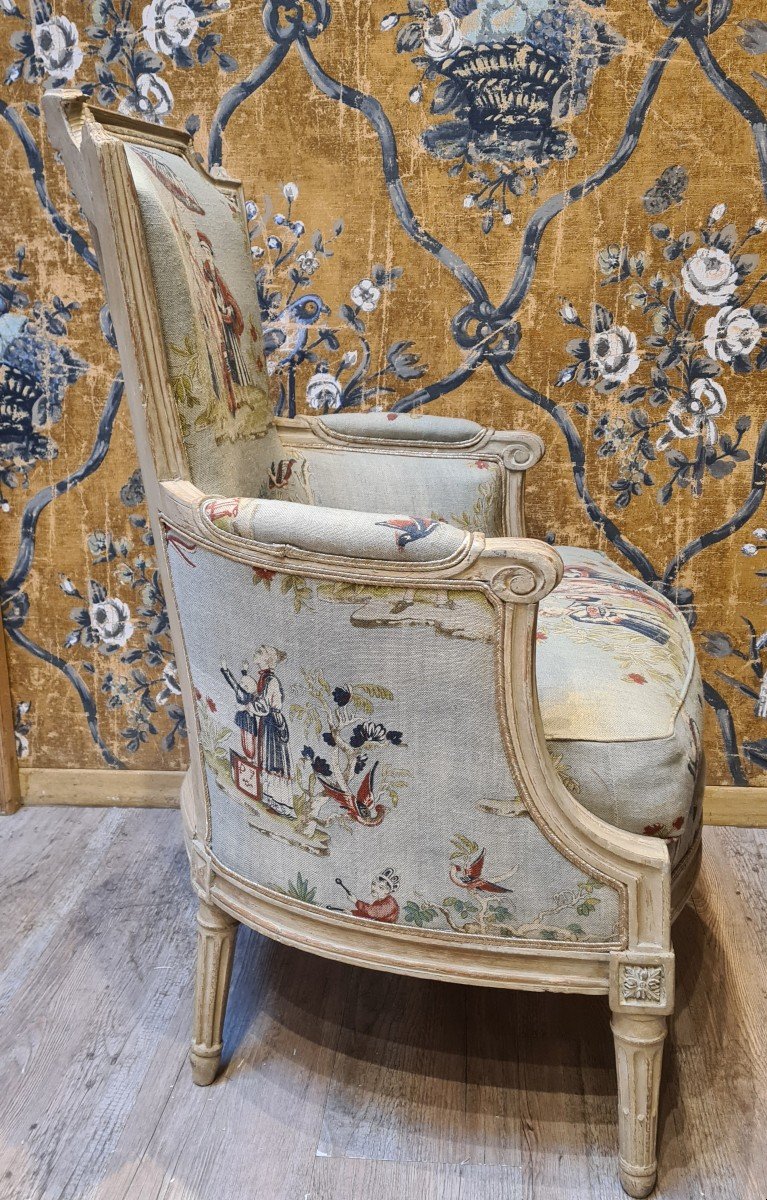 Bergère d'époque Louis XVI estampillée de Jean Avisse -photo-4