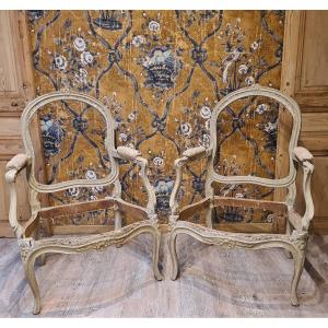 Paire de fauteuils d'époque Louis XV