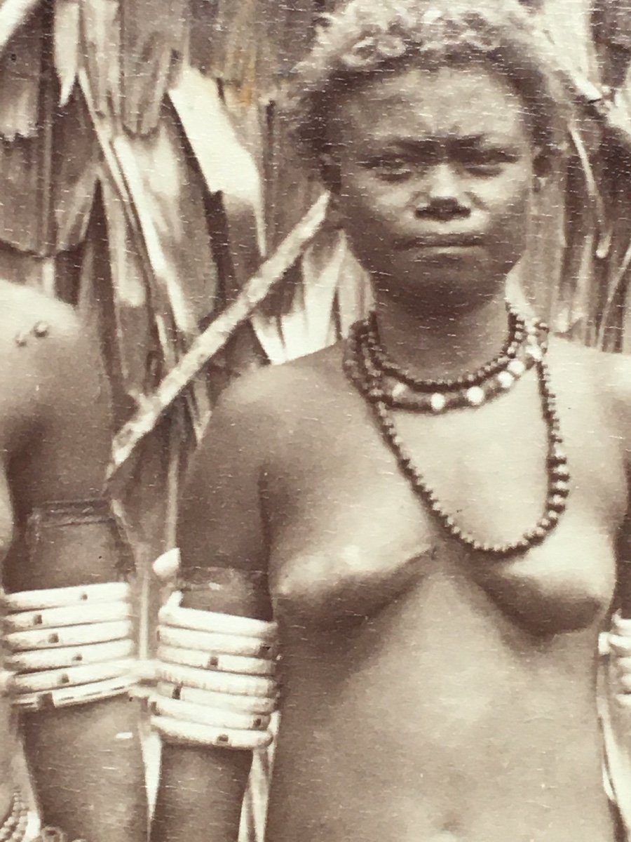 Épreuve albuminée, jeunes femmes des îles Salomon, 19e siècle. Océanie-photo-1