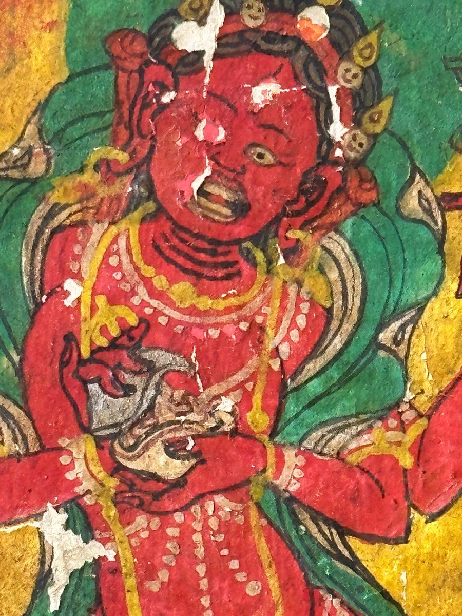 Tibetan Tsakli Representing  Vajravarahi Dakini. 19th Century - Tibet -photo-2