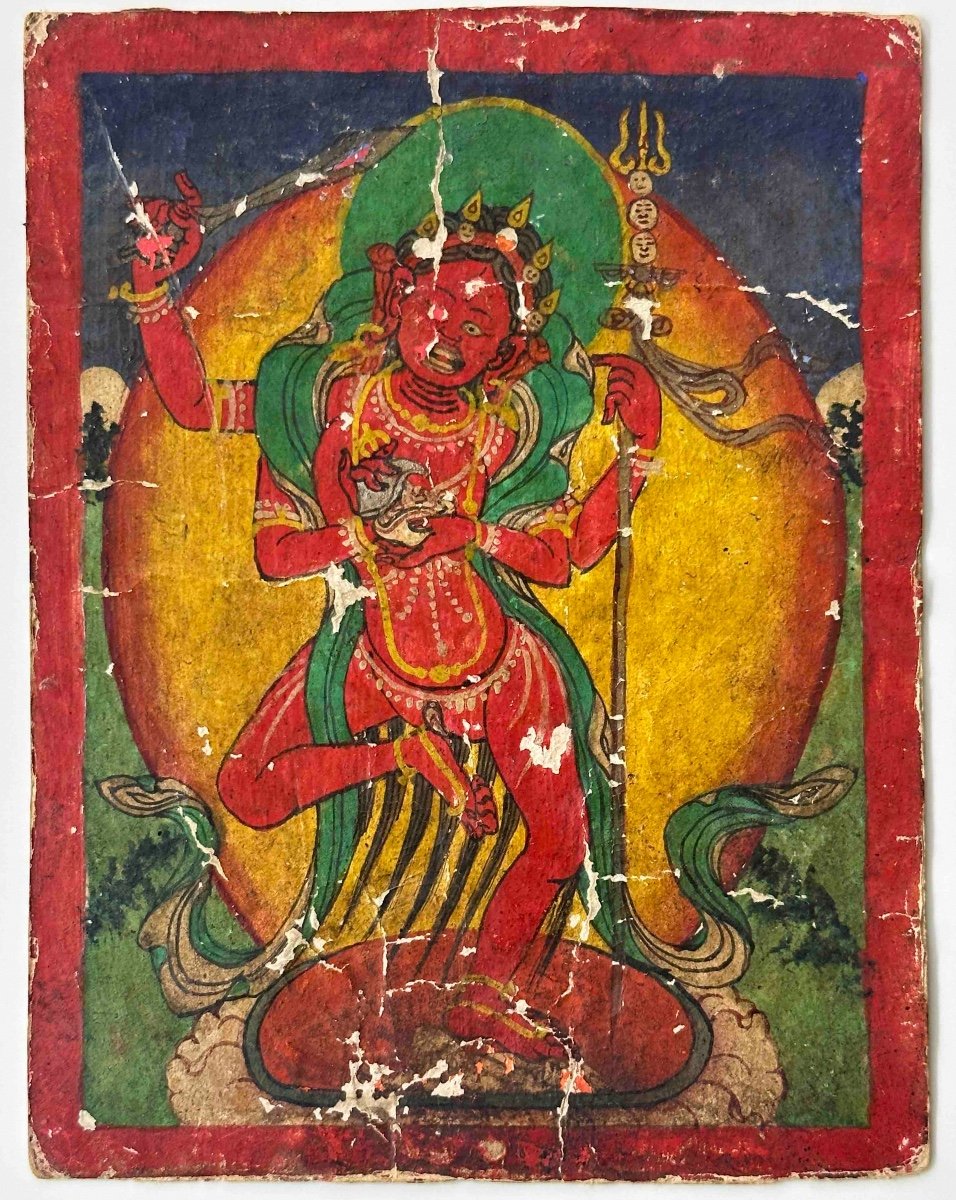 Tibetan Tsakli Representing  Vajravarahi Dakini. 19th Century - Tibet 