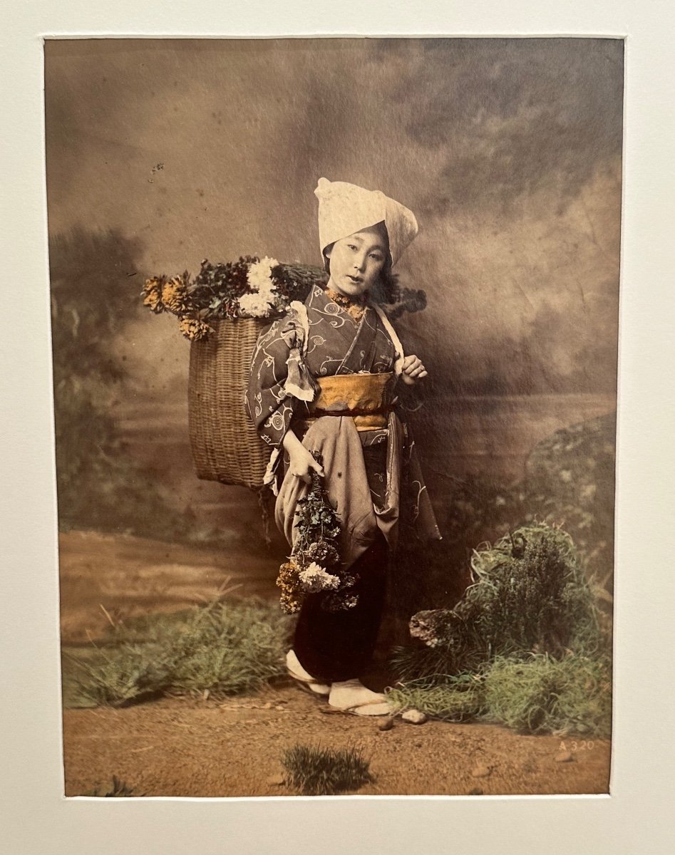 Photographie. La marchande de fleurs, tirage albuminé, Japon, 19e siècle -photo-4