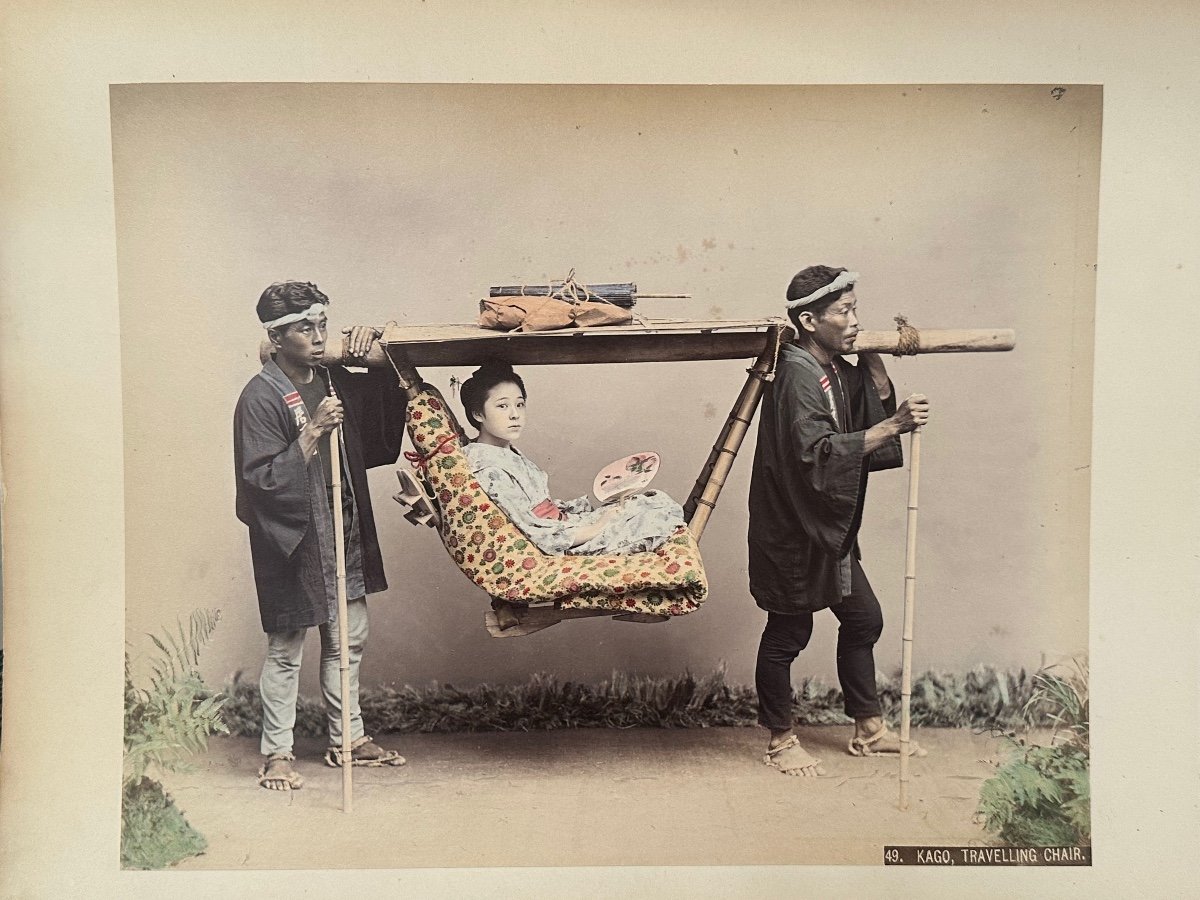 Photographie. Kusakabe Kimbei, Kago, une chaise à porteurs, Japon, 19e siècle -photo-3