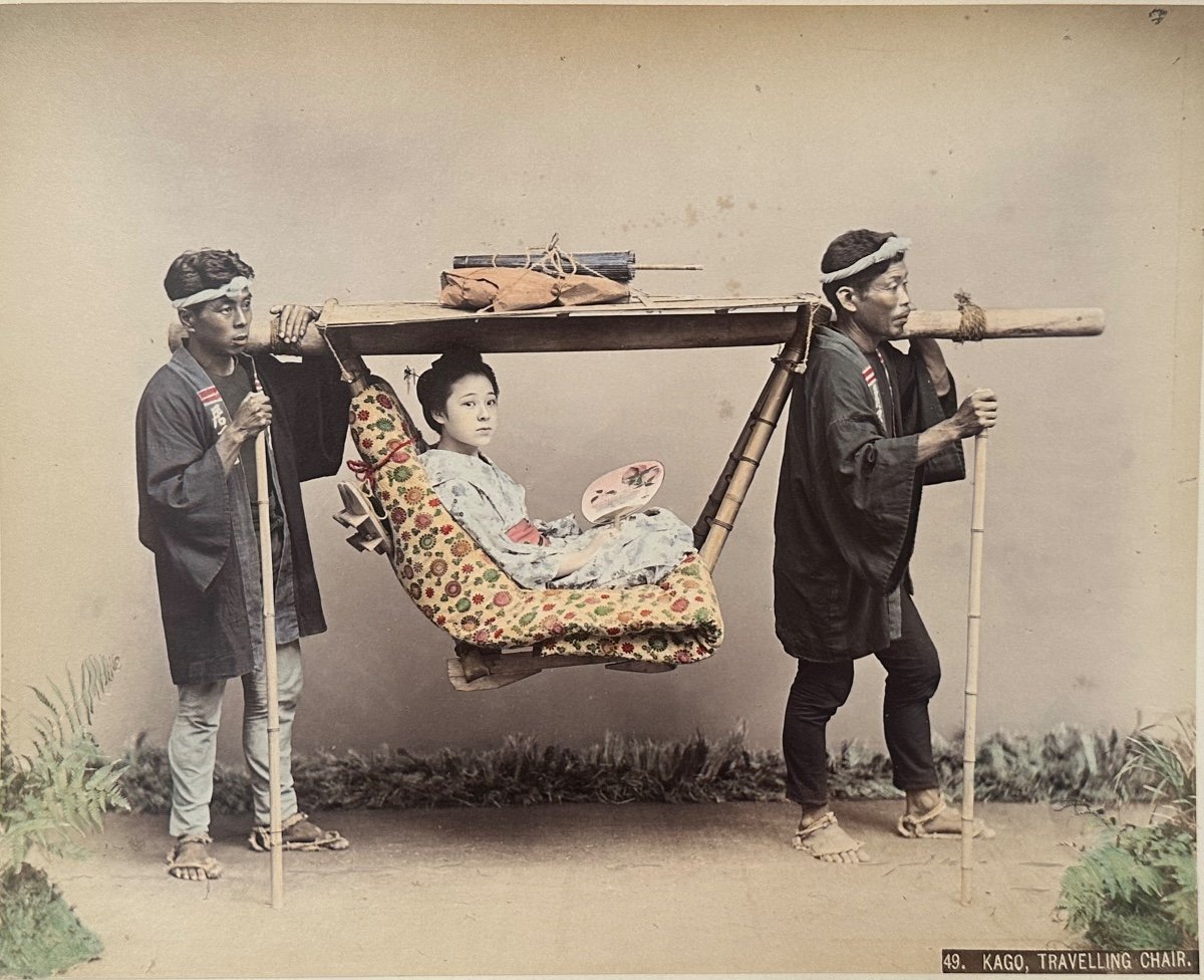 Photographie. Kusakabe Kimbei, Kago, une chaise à porteurs, Japon, 19e siècle 