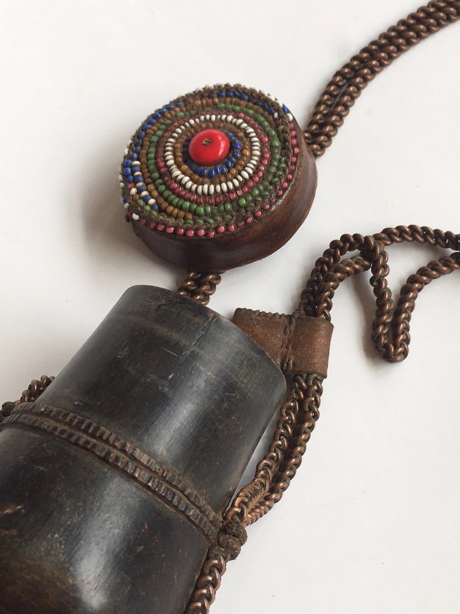 Maasai Snuffbox And Necklace. Kenya - Tanzania. Tribal Art. Africa-photo-4