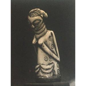 Silver Print Of A Luba Ivory Pendant, Drc. Tribal Art