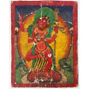 Tibetan Tsakli Representing  Vajravarahi Dakini. 19th Century - Tibet 