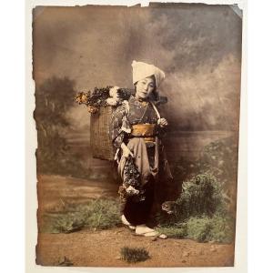 Photography. The Flower Seller, Albumen Print, Japan, 19th Century 